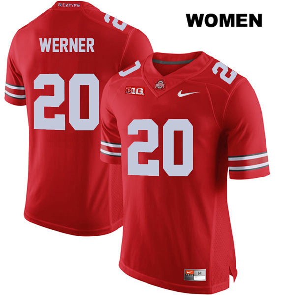 Ohio State Buckeyes Women's Pete Werner #20 Red Authentic Nike College NCAA Stitched Football Jersey CU19G50HH
